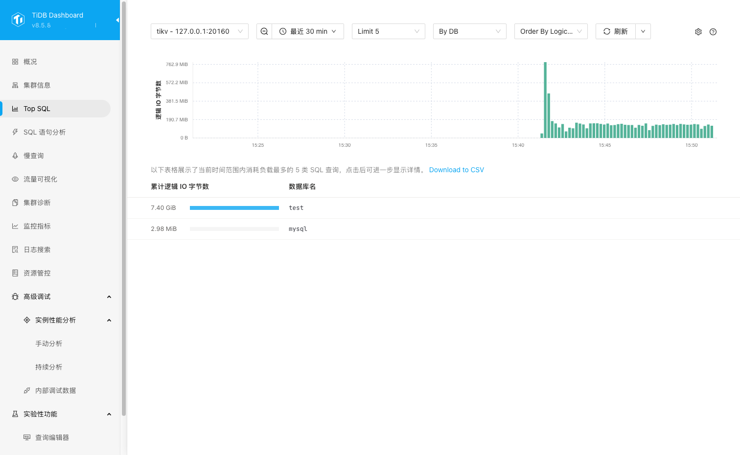 按 DB 维度聚合结果页面