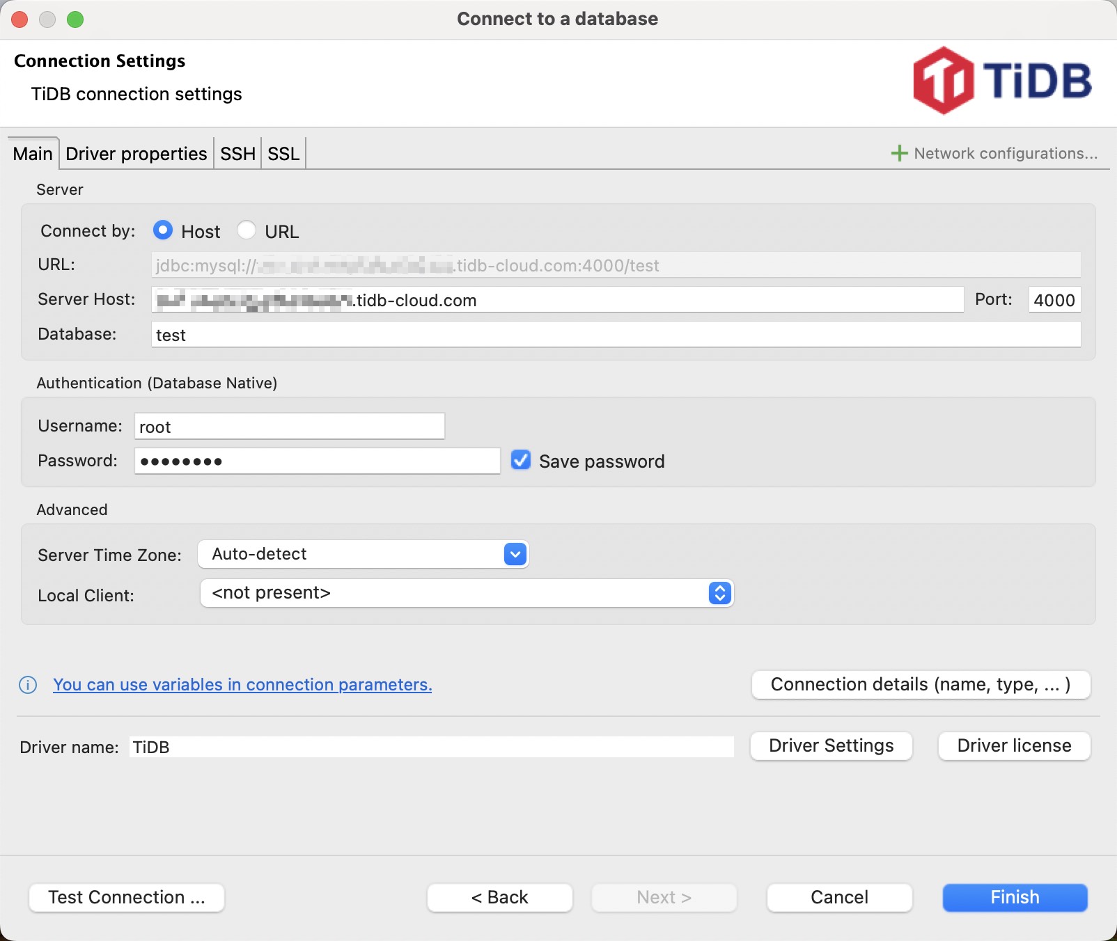 Configure connection settings for TiDB Cloud Dedicated