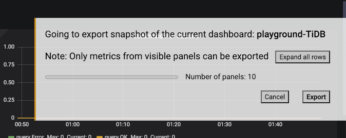 Screenshot of MetricsTool Exporter after running the user script