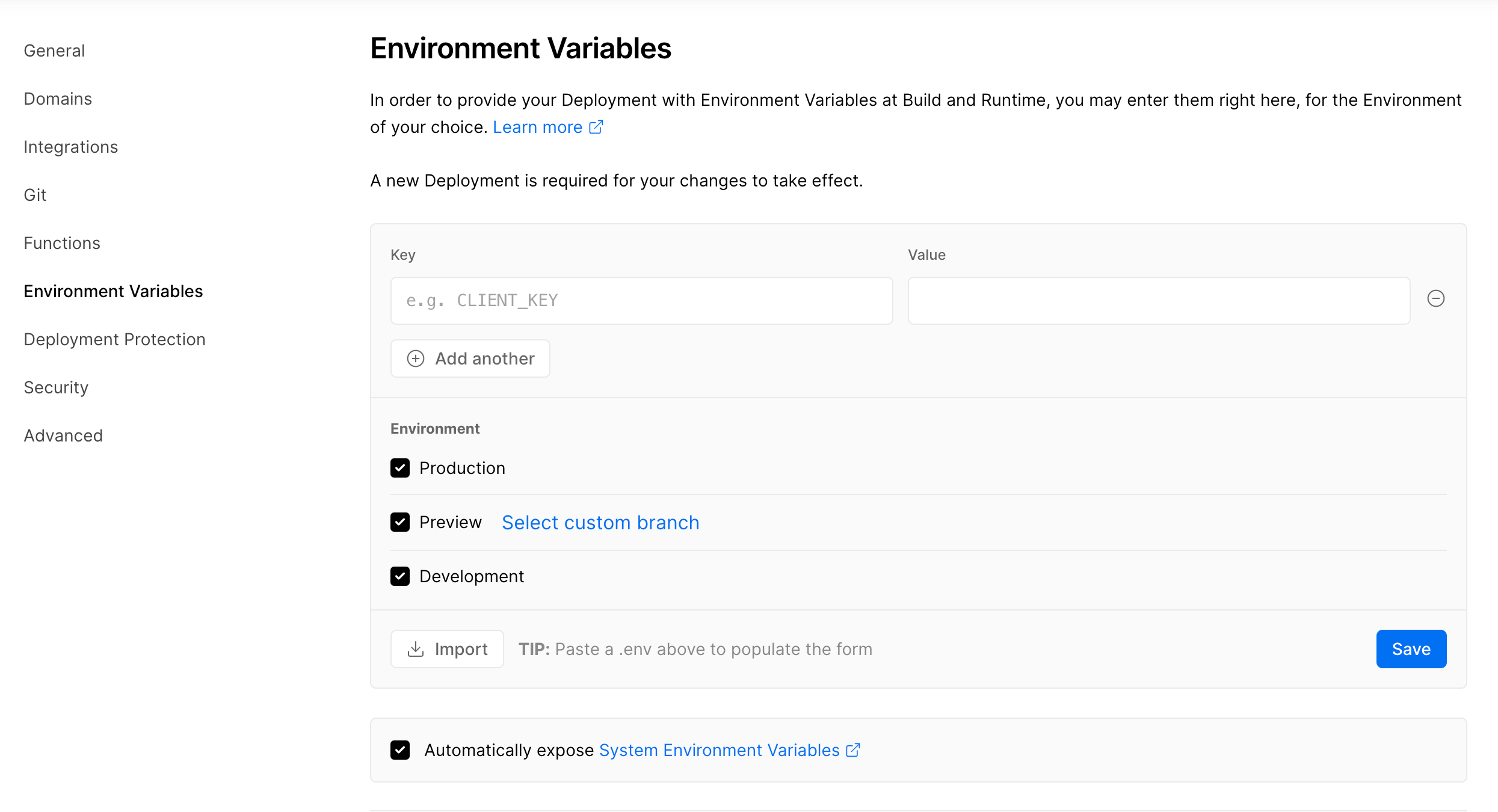 Vercel Environment Variables