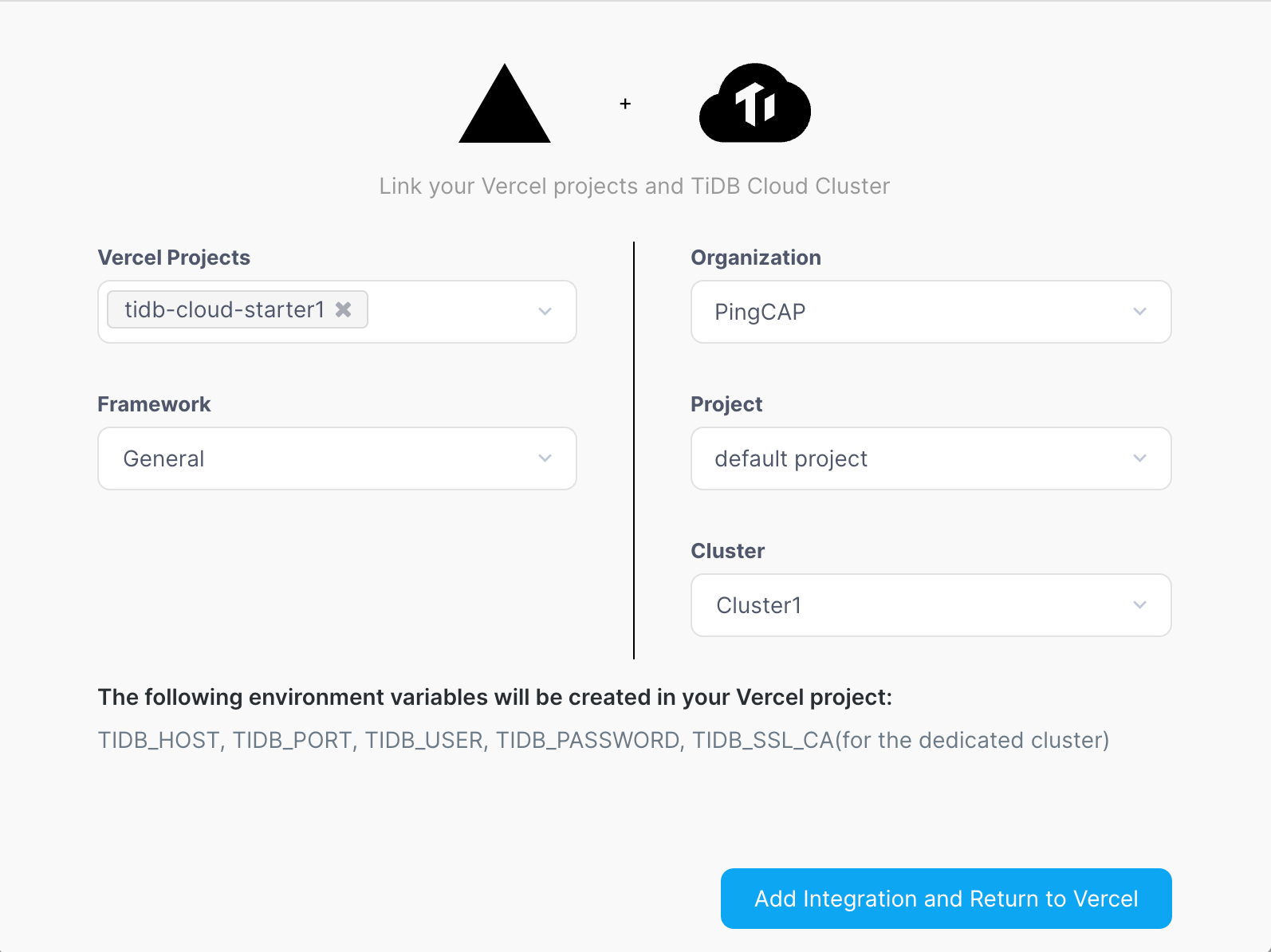 Vercel Integration Page